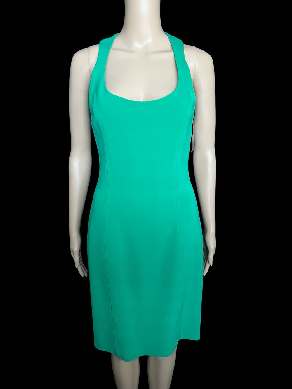 Vintage RALPH LAUREN Black Label 90s Y2K Kelly Green Wool Silk Minimalist Dress